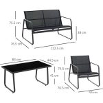 Градински мебели- комплект от 4 части, PVC ратан - цвят черен  - Image 6