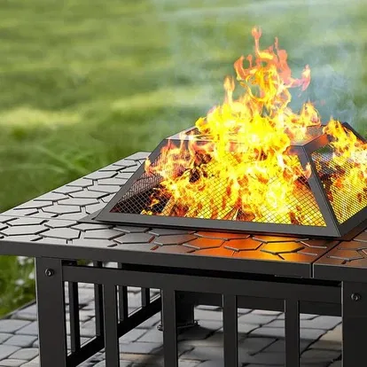Марка: WerkBull3в1 маса 'Fire Pit' - BBQ, камина, ледарка На стоманен - Image 2