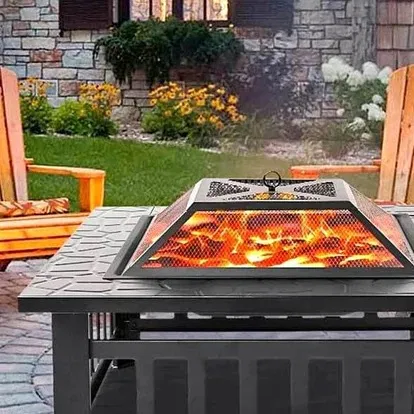 Марка: WerkBull3в1 маса 'Fire Pit' - BBQ, камина, ледарка На стоманен - Image 3