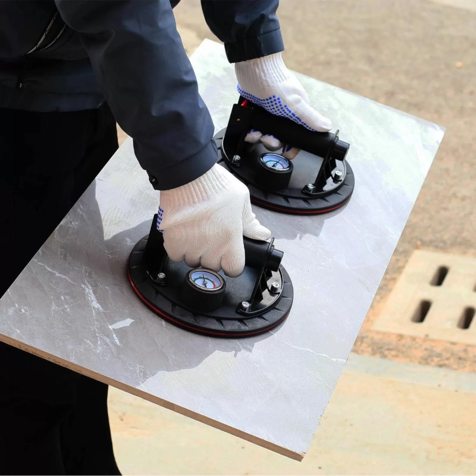 Вендуза с манометър за плочки, стъкла и др. вакуумна помпа Ø200 мм. HAWEK. 130 кг. - Image 3