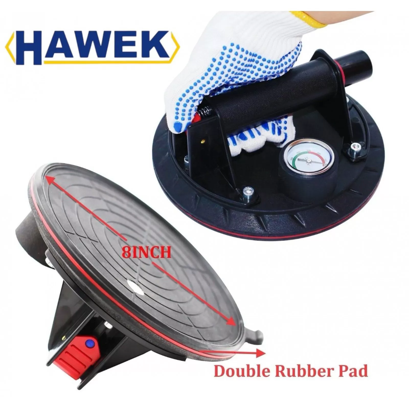 Вендуза с манометър за плочки, стъкла и др. вакуумна помпа Ø200 мм. HAWEK. 130 кг. - Image 7