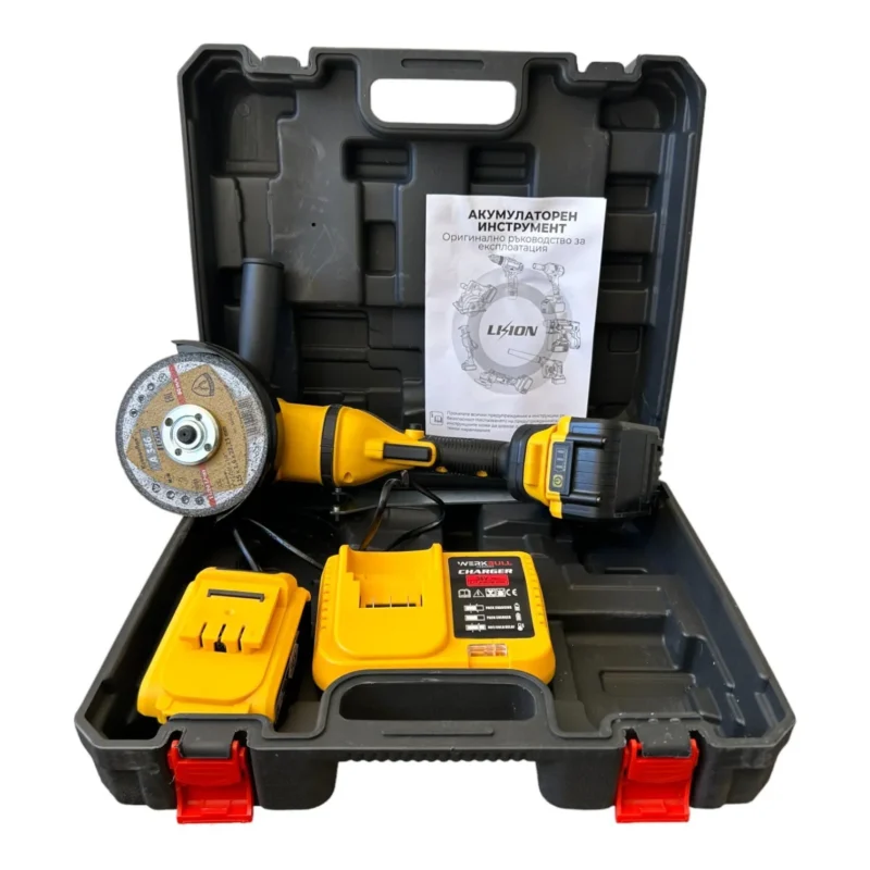 Акумулаторен безчетков ъглошлайф WerkBull 36V с 2 батерии 8.0Аh и куфар