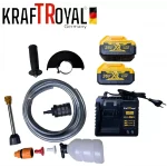 5в1 универсален комплект с 5 приставки, сменяеми глави KRAFTROYAL 36V: водоструйка, винтоверт, гайковерт-импакт, перфоратор и ъглошлайф – акумулаторен инструмент с 2 батерии - Image 8