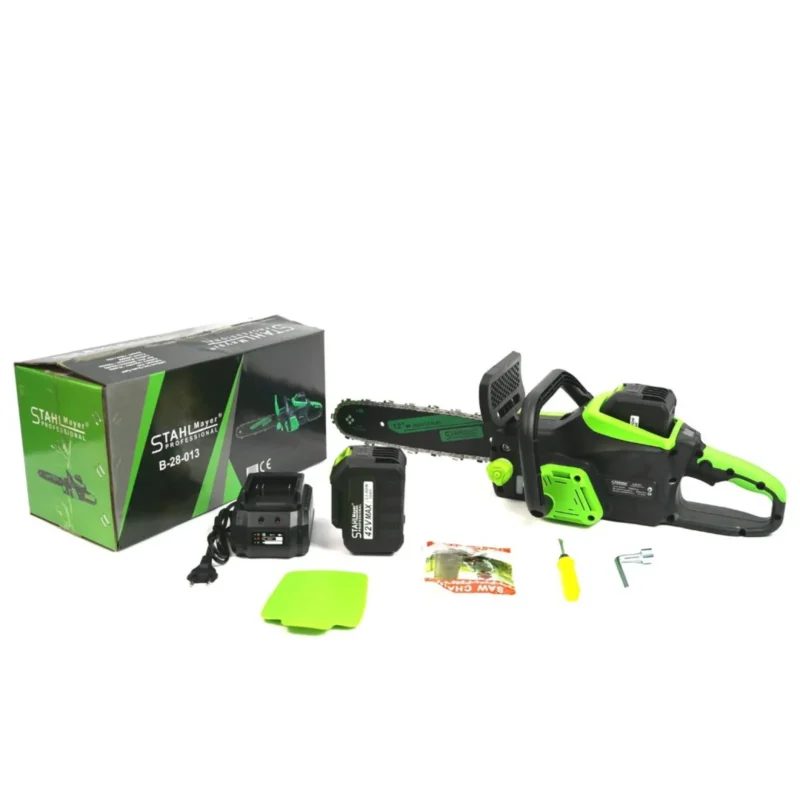 Акумулаторна резачка 42V 10AH С Автоматично омасляване ДВЕ БАТЕРИИ И ДВЕ ВЕРИГИ 30 см шина . STAHLMAYER