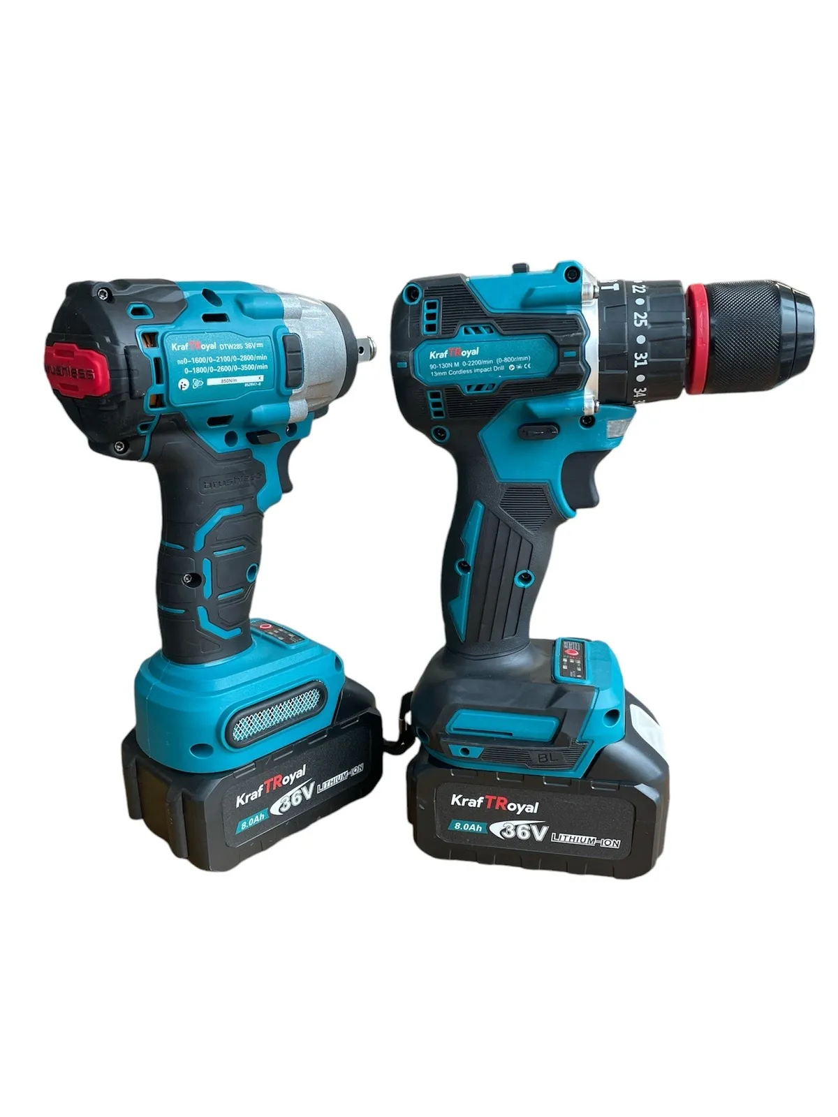 Акумулаторни безчеткови Гайковерт и Винтоверт 36V-2x 8AH бат. в куфар KRAFTROYAL с 3 режима на работа - Image 4