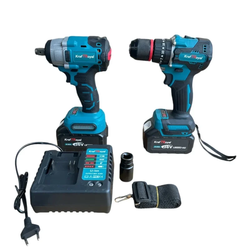 Акумулаторни безчеткови Гайковерт и Винтоверт 36V-2x 8AH бат. в куфар KRAFTROYAL с 3 режима на работа