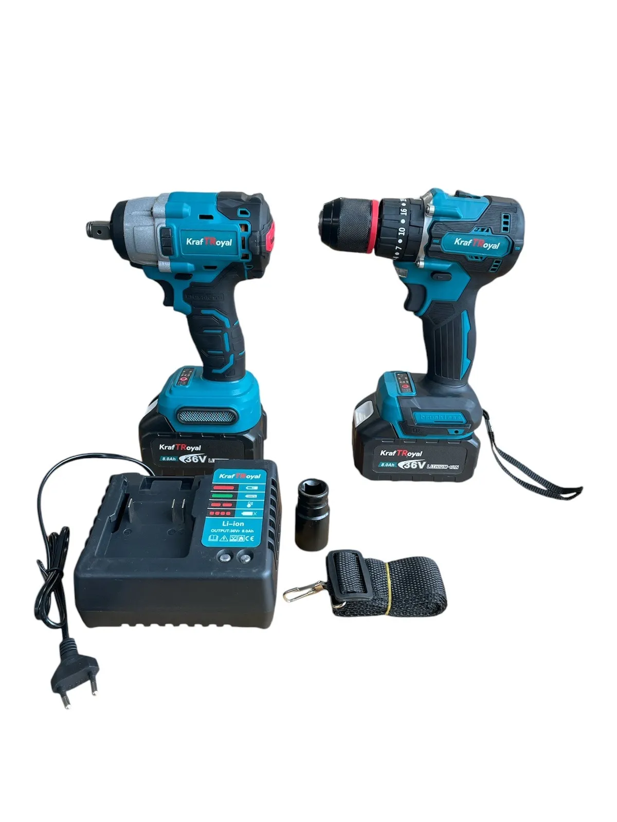 Акумулаторни безчеткови Гайковерт и Винтоверт 36V-2x 8AH бат. в куфар KRAFTROYAL с 3 режима на работа