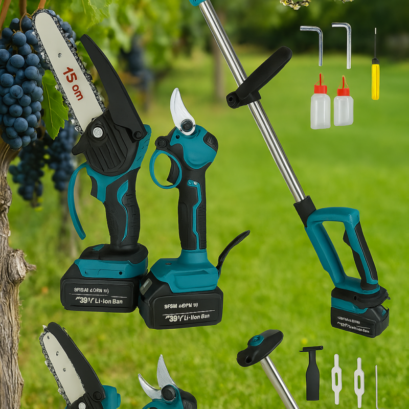 Акумулаторен Тример/ храсторез, Резачка 15 см. и лозарска ножица – Комплект KraftRoyal. 36V/8Ah. + Батерии ,зарядно и др.