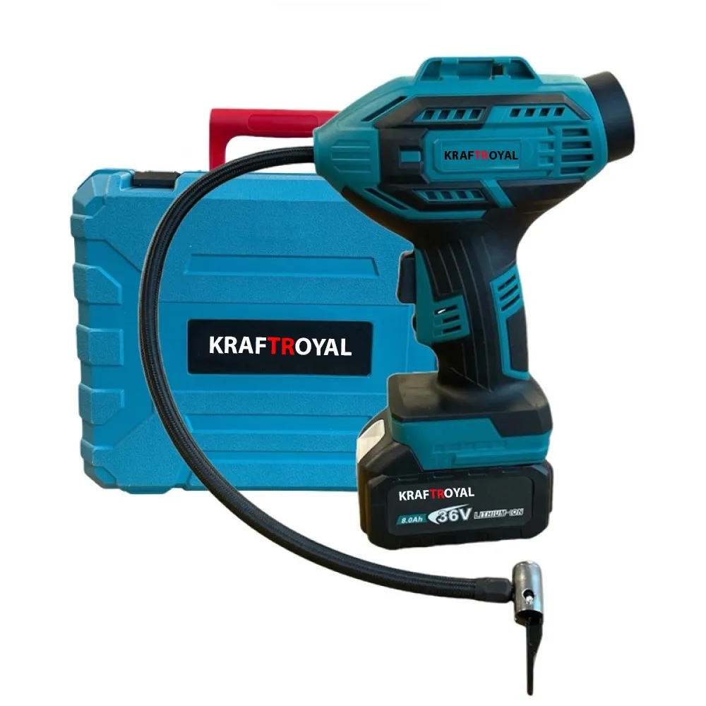 Акумулаторен Компресор за гуми KraftRoyal 36V-8Ah. С 2 батерий. 11 атм.