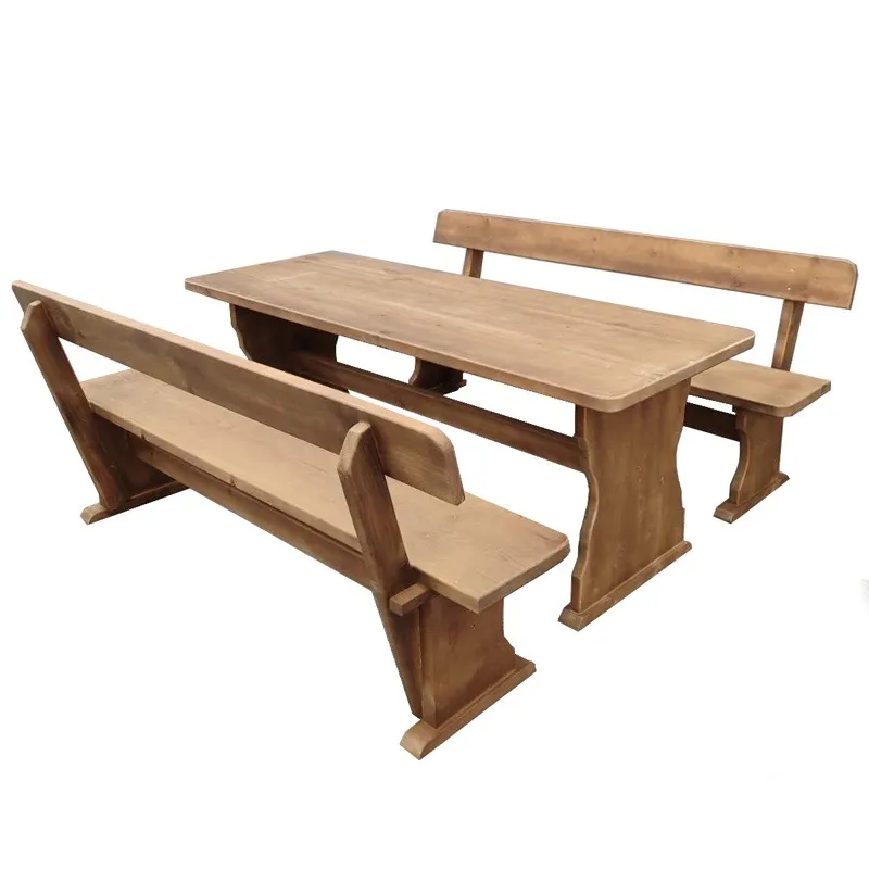 Дървен градински комплект маса и 2 пейки 120x80 | Баварски стил - Image 3