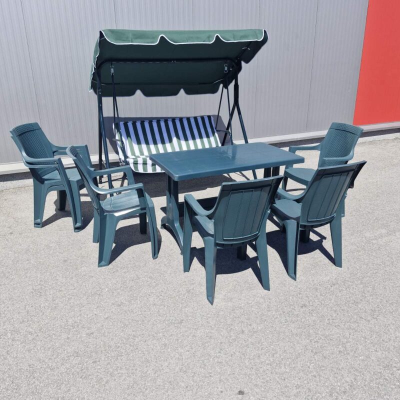 Комплект градинска маса с 4 стола + триместна градинска люлка комфорт