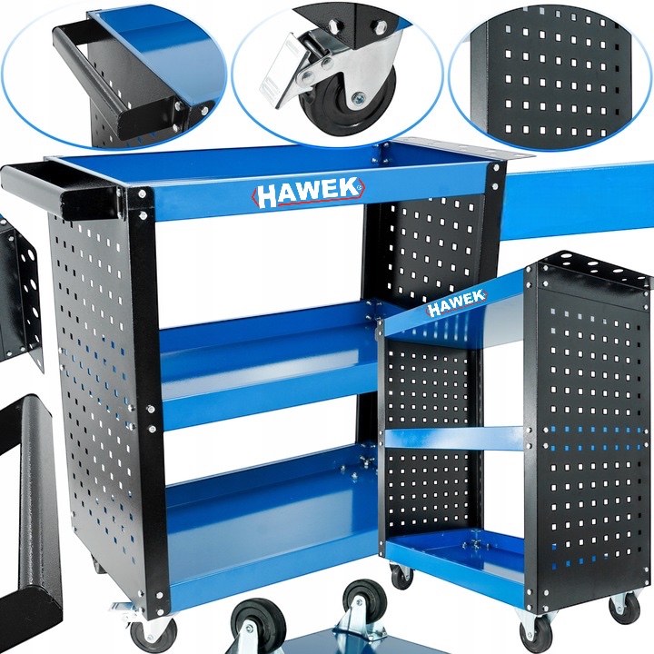 Мобилна количка за инструменти HAWEK 136 кг – 12 куки