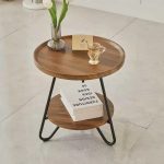 Кръгла маса с два плота – индустриален дизайн, дървен финиш