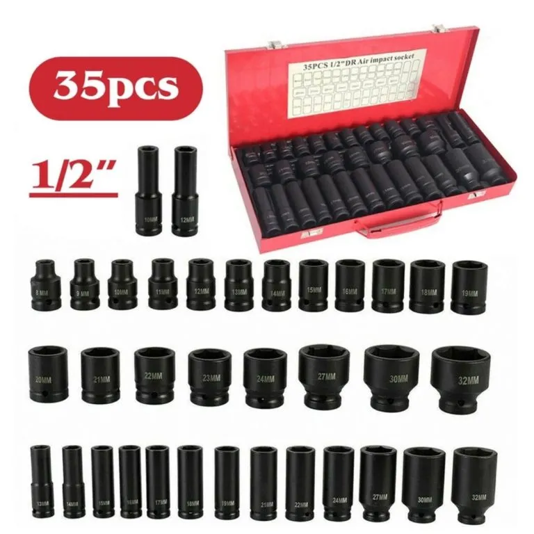 Комплект ударни вложки 1/2″ KRAFTROYAL – 35 части (8–32 мм)