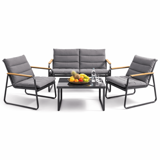 Градински Комплект NAPOLI – Диван, 2 Стола и Маса със Стъклен Плот - Image 2