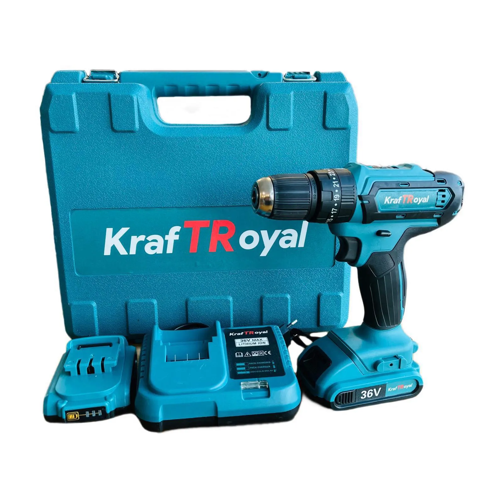 Акумулаторен ударен винтоверт Kraft Royal 36V 8Ah с 2 батерии и комплект в куфар - Image 2